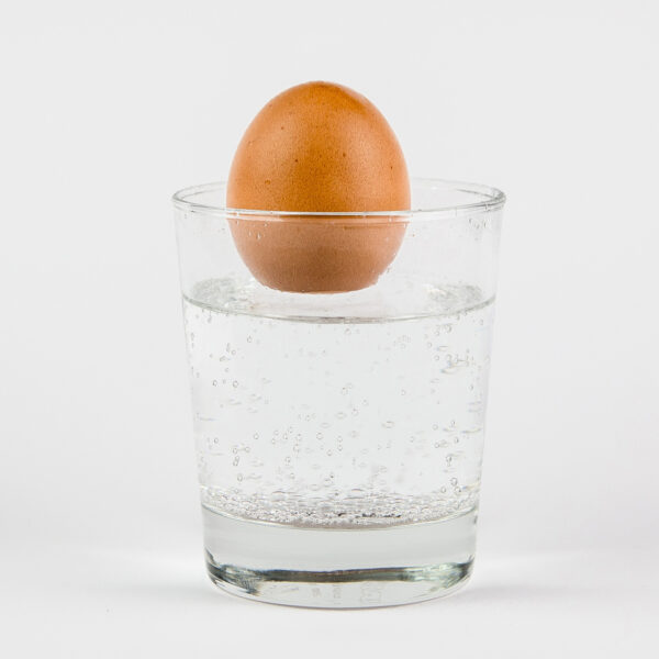 zdjęcie: stare jajo unosi się na powierzchni naczynia